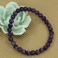 thumbnail image 3 of Bracelet Extensible Unisexe en Perles Rondes de 6 mm avec Pierre Précieuse d'Améthyste Africaine Naturelle 7 Pouces, 3 of 5