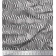 thumbnail image 1 of Soimoi Tissu Popeline de Coton Blanc Imprimé Géométrique Labyrinthe au Mètre 42 Pouces de Large, 1 of 3