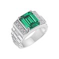 thumbnail image 2 of RYLOS Men's Rings 14K White Gold Designer Style 10X8MM Emerald Cut Shape Gemstone & Diamonds Emerald May Birthstone Rings For Men Size 10, 2 of 6