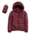 thumbnail image 2 of Packable down Jacket, Lightweight Hooded Puffer, White Duck down Coat Wine Xxl , Coat, 2 of 5