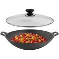 thumbnail image 1 of Pre-Seasoned Cast Iron Wok with Glass Lid (12"), 1 of 9