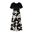 thumbnail image 4 of Robes d'Été Grande Taille pour Femmes 2024 Col Rond Manches Courtes Mi-Mollet Double Poche Robe à Imprimé Floral Robe à Manches Courtes Col Rond Économisez jusqu'à 65 % de Rabais!, 4 of 4