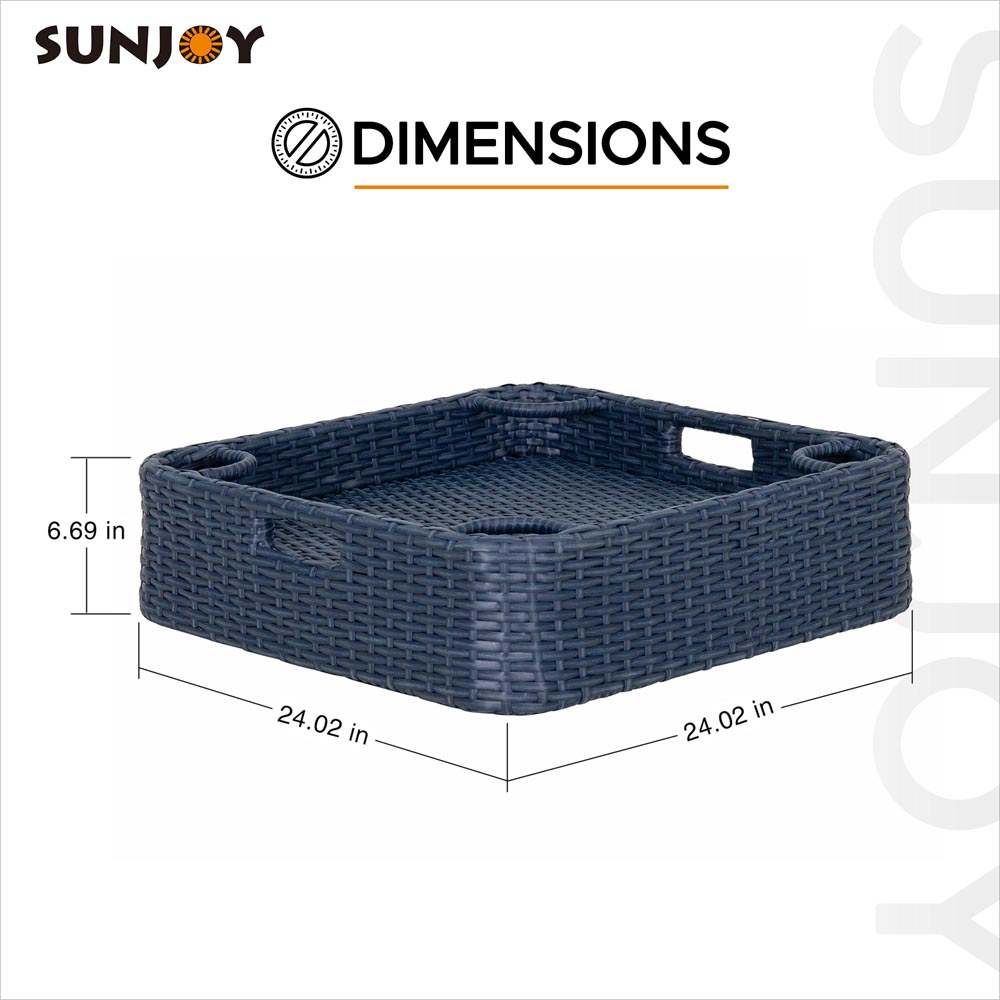 Sunjoy Floating Pool Canopy with Add-on 36x24 in. Wicker Tray,Gray