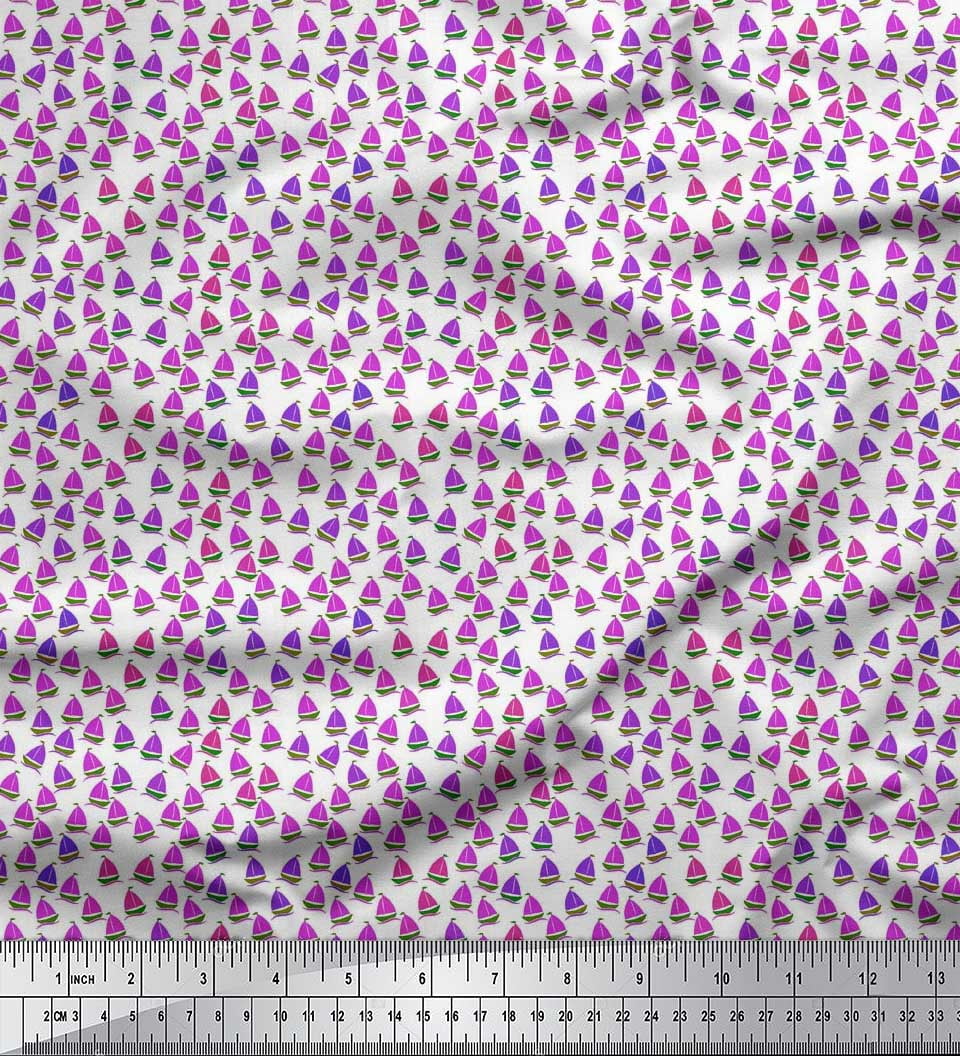 Soimoi Rayon Fabric Sailboat Shirting Print Fabric by The Yard 42 Inch Wide
