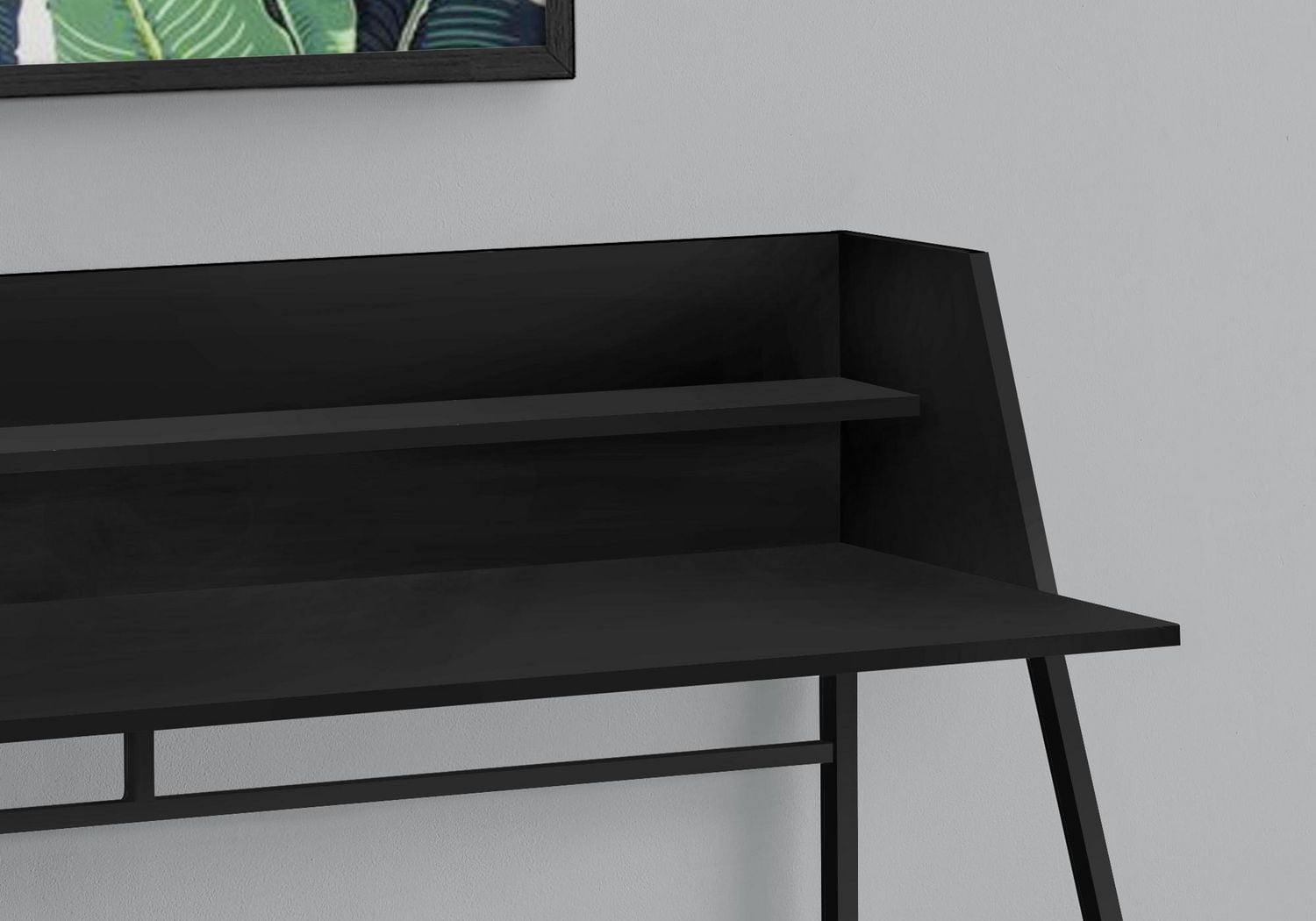 Monarch Specialties Computer Desk, Home Office, Laptop, Storage Shelves, 48"l, Work, Metal, Laminate, Black, Contemporary, Modern