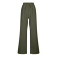 thumbnail image 4 of VEKDONE Womens Drawstring Cotton Linen Pants Casual Elastic High Waisted Straight Trousers with Pockets Solid Color Lounge Long Pants Green M, 4 of 6