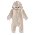 thumbnail image 1 of MeetoTime Baby Clothes Long Sleeve Hooded Jumpsuits Solid Color Zipper Newborn Infant Rompers Crawling Clothes 0-12M, 1 of 3