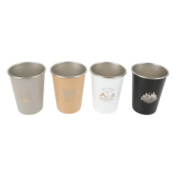 Camping Cup Set Stainless Steel 4 Pcs 350ml Light Weight Outdoor Travel Picnic Drink Cups