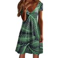 thumbnail image 1 of TJAZFJPA Robe Longue de Plage Femmes Été Manches Courtes Robe Mode Col en V Évasée Fluide Robe Confortable Robes de Villégiature pour Femmes Robe à Volants, 1 of 5