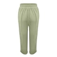 thumbnail image 5 of Womens Casual Pants High Waisted Wide Leg Solid Color Linen Joggers Green L, 5 of 5