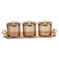 thumbnail image 4 of 3 Pieces Stylish Simple Condiment Canisters Pots Set with Spoon Lid and Base Brown, 4 of 8