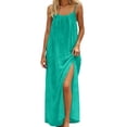 thumbnail image 1 of Daiosportswear Robe Longue de Détente pour Femmes à Bretelles Spaghetti, Dos Nu, Coupe Ample, Robe-Robe à Manches Courtes pour Femmes Menthe Verte P(S), 1 of 7