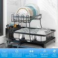 thumbnail image 3 of Dish Drying Rack, 2 Tier Dish Rack for Kitchen Counter, Black Stainless Steel Dish Drainers Rack with Drainboard, Large Dish Dryer with Detachable Cup Rack and Utensil Holder…, 3 of 6