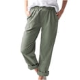 thumbnail image 2 of Mikilon Women Casual Solid Color Pockets Elastic Waist Comfortable Straight Pants, 2 of 5