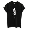 thumbnail image 1 of T-Shirt pour Femmes Mode Femmes T-Shirt à Manches Courtes Imprimé Plume Haut Décontracté Tee Blouse, 1 of 4