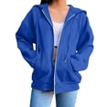 thumbnail image 1 of Mgmyaa Chandail en Molleton pour Femmes Mode Couleur Unie à Capuche avec Poche Manches Raglan Veste à Fermeture Éclair, 1 of 6