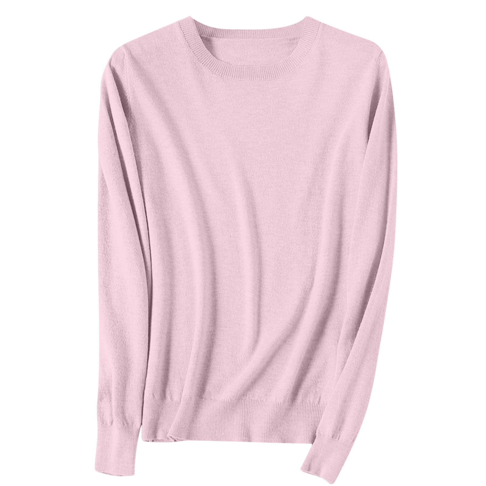 Timegard Chandails pour Femmes Col Ras du Cou Chandail en Tricot Confortable Automne Hiver Décontracté Couleur Unie Manches Longues