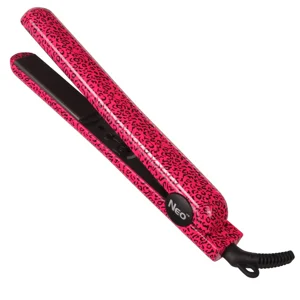 The Neo Spectre de choix Pro 1-Inch Lève-cheveux en céramique noire Fer plat W/ Temp Control (Pink Leopard)