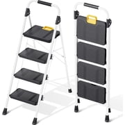 Step Folding Ladder lbs Capacity Step Stool with Lock NonSkid Wide Pedals and Handrail Lightweight Household Ladder for Home Kitchen Pantry Closets and Office Use