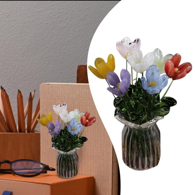 Ornement de Bureau Élégant et Réaliste à Motif Floral pour la Maison et l'Aménagement de Table