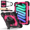 thumbnail image 1 of Case for iPad Mini 7 A17 Pro 2024 / iPad Mini 6 2021 8.3 Inch with Rotating Stand Pencil Holder Hand/Shoulder Strap, Heavy Duty Shockproof Protective Cover for iPad Mini 7th/6th Generation 8.3", 1 of 7
