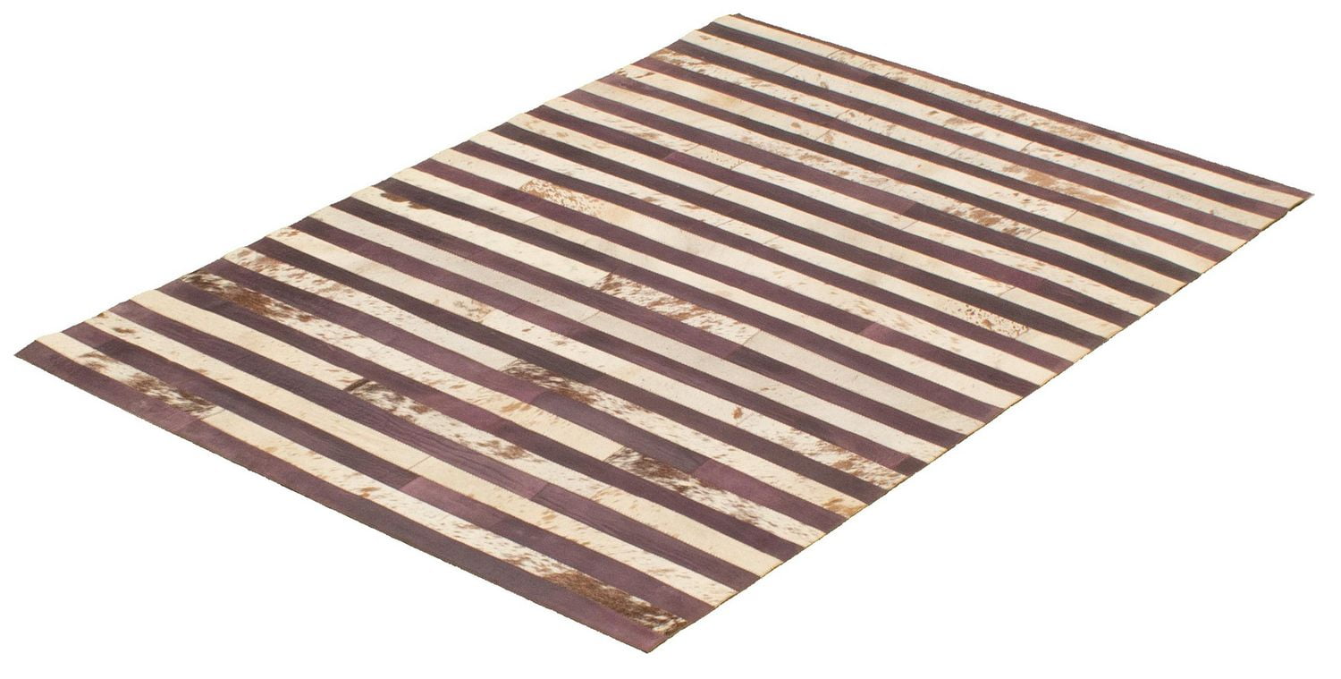 ECARPETGALLERY 4'8" x 6'7" Contemporary Cowhide Patchwork Handmade Area Rug for Living Room, Dining Room and Bedroom Brown