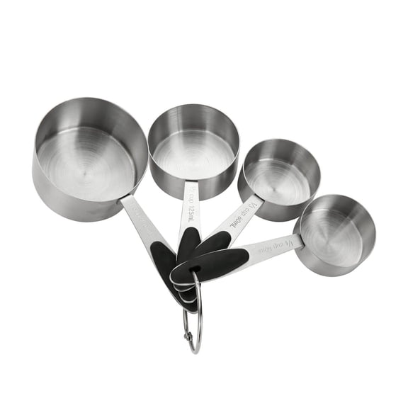 Mainstays 4-Piece Stainless Steel Measuring Cups Easy Grip Handles
