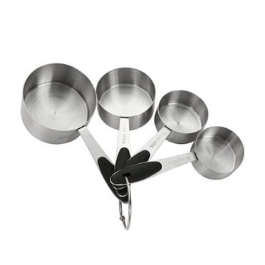 Mainstays 4-Piece Stainless Steel Measuring Cups Easy Grip Handles