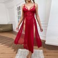 thumbnail image 4 of LSLJS Pyjama Aguichant en Dentelle à Décolleté Profond en Mesh pour Femmes, Jupe à Fente Latérale, Robe de Maison Longue, Ensemble de Pyjama pour Femmes, Robe de Pyjama pour Femmes, 4 of 7