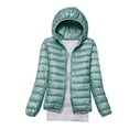 thumbnail image 1 of RKSTN Puffer Jacket Womens Winter Fashion Solid Color Lightweight Hooded Short Korean Style Jacket Plus Size Full Zipper Warm Jacket with Pockets, 1 of 7