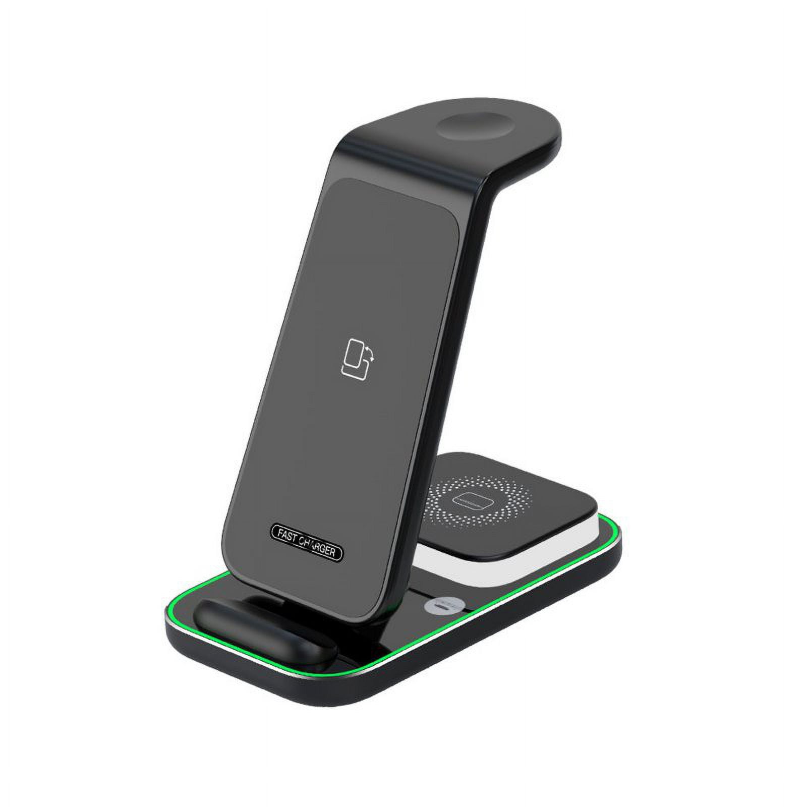 Wireless Charging Stand Wireless Charger with Night Light for Headphones Watch Mobile Phone Black