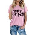 thumbnail image 4 of RKSTN Hauts pour Femmes Saint-Valentin Cœur d'Amour Lettres Imprimées Mode Blouse Confortable Hauts Tempérament Couleur Unie Col Rond Manches Courtes Hauts, 4 of 5