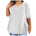 thumbnail image 1 of Plebaso Plus Size Tops for Women Short Sleeve V Neck Loose Blouses Casual Solid Color Womens Tunic Tops, 1 of 5