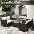 thumbnail image 4 of Gymax Ensemble de Conversation Extérieur 4 Pcs Chaises de Patio Rembourrées avec Table Basse de Rangement, 4 of 7
