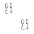 thumbnail image 3 of pitrice 1 Pair Moon Star Earrings Ears Pendant Exquisite Irregular Woman Jewelry Ear Dangle Fashion Accessory for Decor Gifting Using Silver 2Set, 3 of 6
