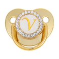thumbnail image 1 of XZNGL Pacifier Clips Baby Girl Baby Pacifier 26 Letter Name Initials Clip Silicone Baby Pacifier Golden Shiny Newborn Pacifier Silicone Pacifier Clip, 1 of 3