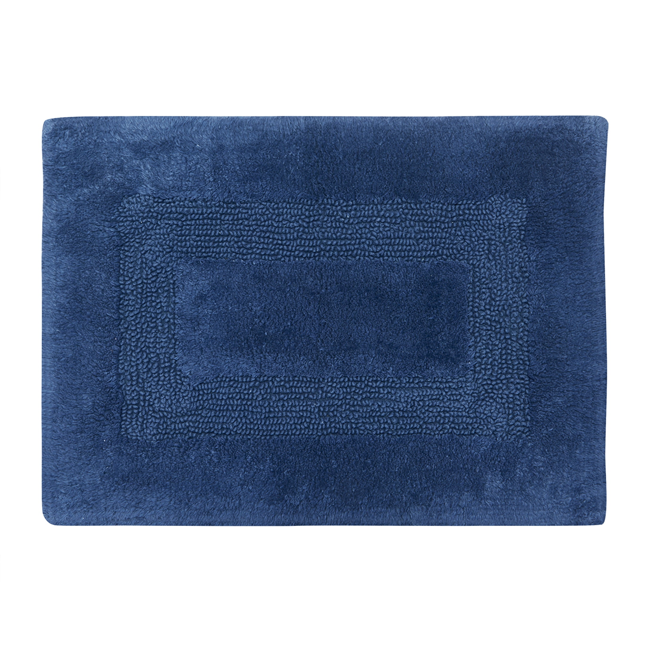 Mainstays Racetrack 100% Cotton Navy Bath Rug, 17" x 24"