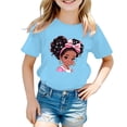 thumbnail image 1 of PMVFHDE Hauts d'Été pour Filles Hauts pour Fille Hauts d'Été pour Fille T-Shirts d'Été Tendance pour Fille T-Shirts Graphiques pour Filles T-Shirts Graphiques pour Enfant T-Shirt Graphique à Col Rond à Manches Courtes pour Fille T-Shirt d'Été Bleu, 3-4 Ans, 1 of 5