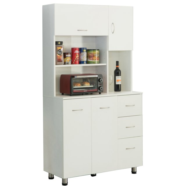 Armoire de Rangement de Cuisine avec Portes et Étagères, Blanc