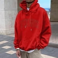 thumbnail image 2 of MIASHUI Chandail à Capuchon de Base pour Homme avec Poche avant et Cordon de Serrage Ajustable, Tenue Décontractée Confortable pour un Usage Quotidien Rouge, TG, 2 of 4