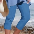 thumbnail image 2 of Yuyuzo Womens Plus Size Capris High Waisted Straight Leg Solid Color Bottom Capri Pants for Women 3/4 Slacks, 2 of 5