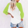 thumbnail image 4 of Hauts à Manches 3/4 pour Femmes Hauts Décontractés à Manches Raglan Col en V Tuniques Basiques Blouses Été 2025, 4 of 6