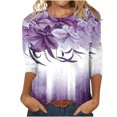 thumbnail image 1 of Pompotops T-shirt Ample Imprimé Mode Femme Manches 3/4 Mi-Longueur Col Rond Décontracté en Liquidation, 1 of 5