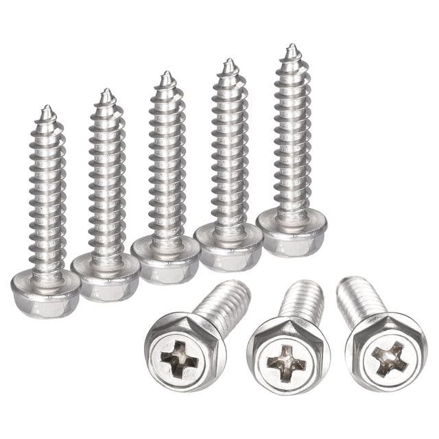 Uxcell M5 x 25 mm Rondelle Hexagonale Phillips en Acier Inoxydable 304 à Vis Autotaraudeuses, Lot de 25
