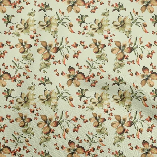oneOone Cotton Poplin Light Green Fabric Floral Sewing Craft Projects Fabric Prints By Yard 42 Inch Wide