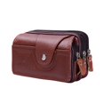 thumbnail image 1 of Men PU Leather Waterproof Waist Bag Mobile Phone Belt Pouch Wallet (Coffee), 1 of 9