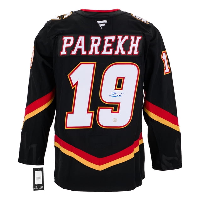 Zayne Parekh Autographed Calgary Flames Alt Blasty Fanatics Premium Jersey