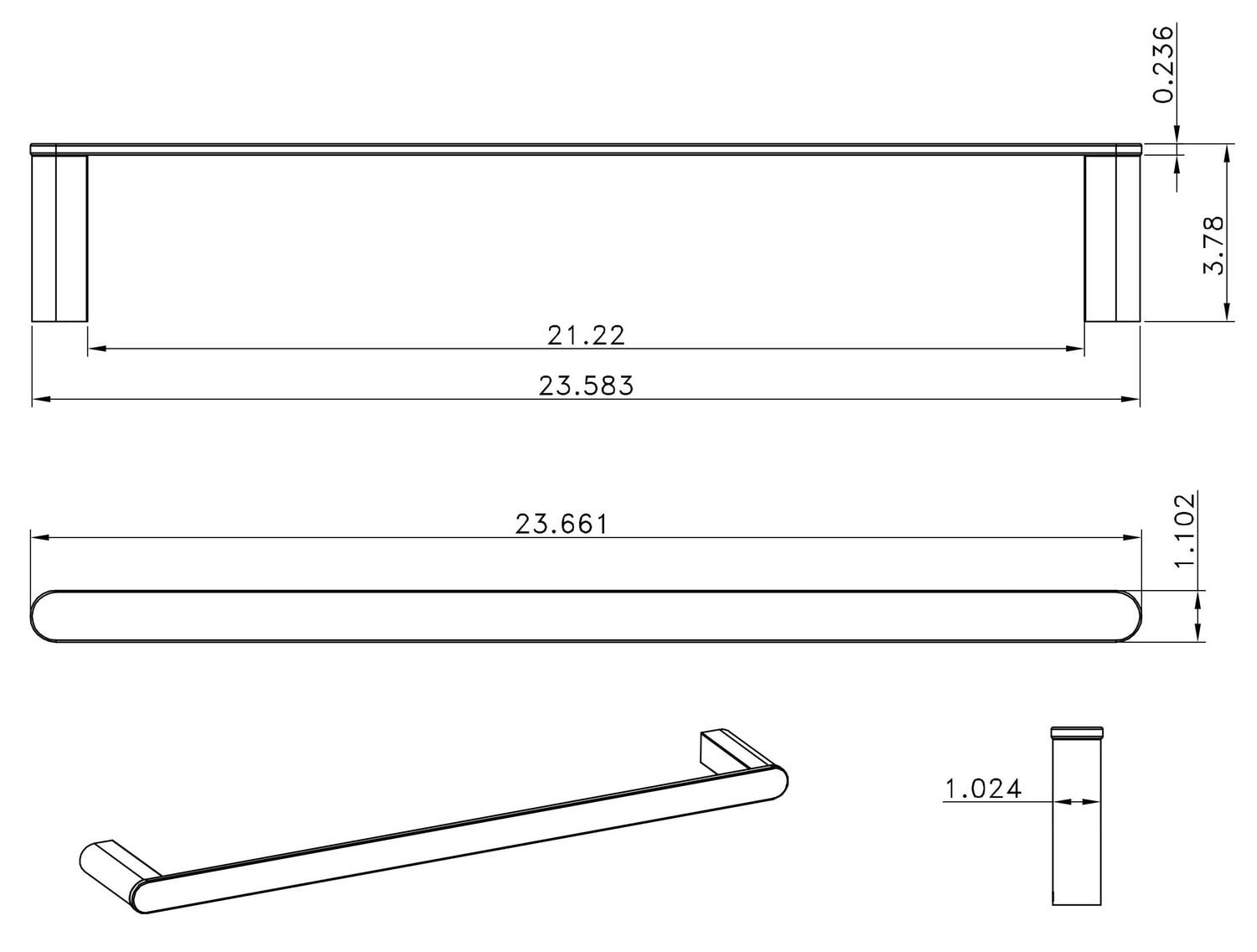 Avanities 24 pouces Porte-serviettes à une tige en chrome AI-34605
