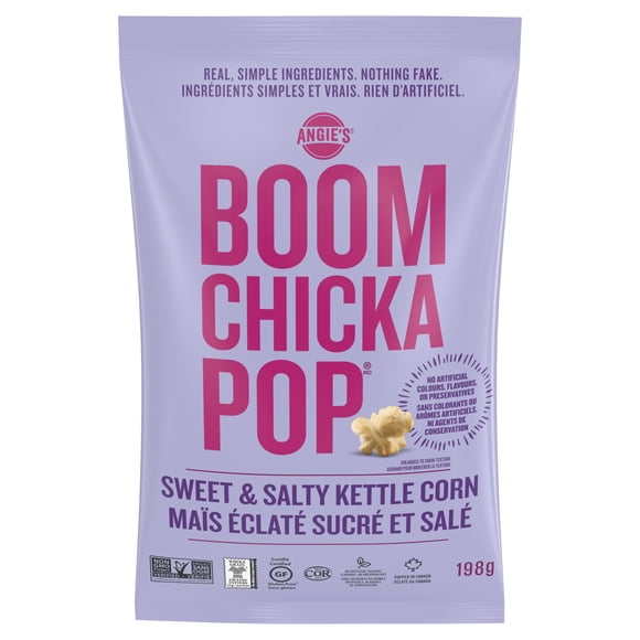 Angie’s BOOMCHICKAPOP® Gluten-Free, Non-GMO, Sweet & Salty Ready-to-Eat Vegan Kettle Corn Popcorn, 198g