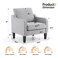 thumbnail image 3 of Ktaxon Accent Chair with Thick Cushion, Mid-Century Modern Single Sofa Linen Fabric Armchair for Living Room, Bedroom Light Gray2, 3 of 8